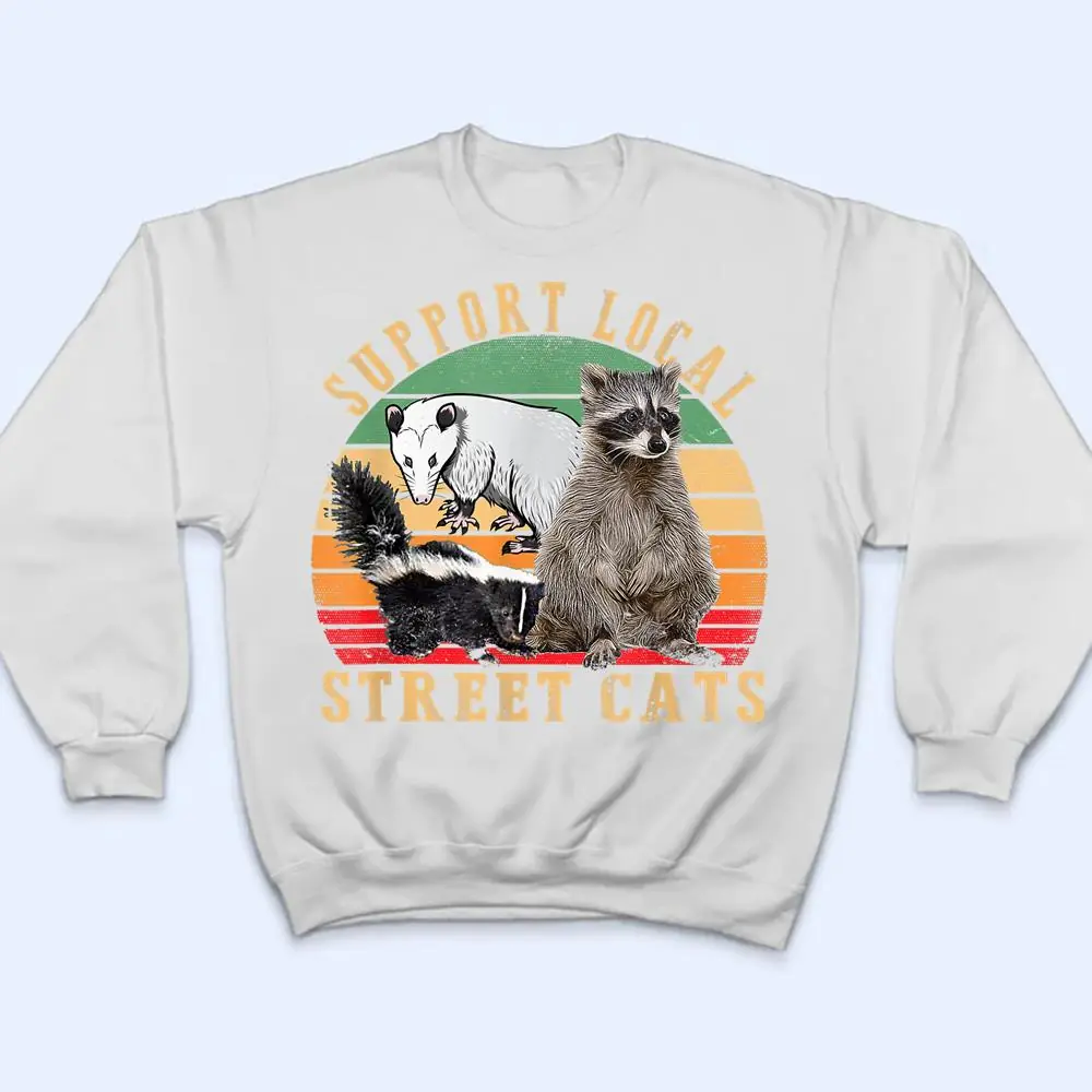 Vintage-Support-Local-Street-Cats-Raccoon-Skunk-T-Shirt-4 Vintage Support Local Street Cats! Raccoon, Skunk T Shirt