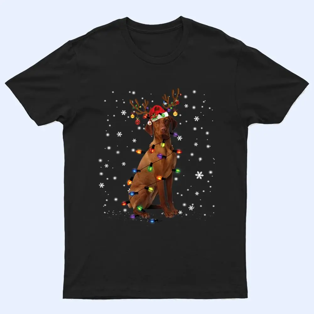 Vizsla Christmas Reindeer Santa Hat Pajama Dog Lover Funny T Shirt Vizsla Christmas Reindeer Santa Hat Pajama Dog Lover Funny T Shirt