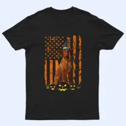 Vizsla Dog Pumpkin American Flag Vintage Halloween Gifts T Shirt