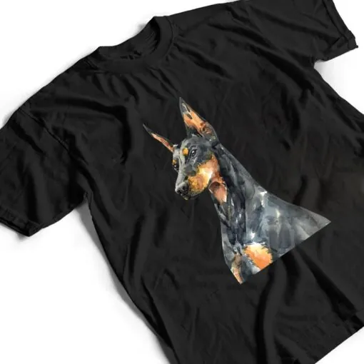 Watercolor Portrait Doberman Pinscher For Dog Owners Ver 1 T Shirt