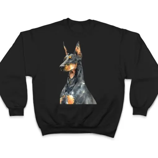 Watercolor Portrait Doberman Pinscher For Dog Owners Ver 1 T Shirt