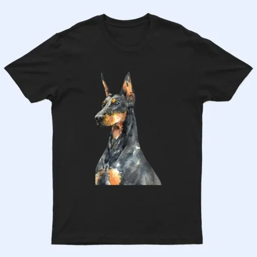 Watercolor Portrait Doberman Pinscher For Dog Owners Ver 1 T Shirt