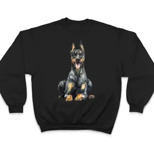 Watercolor Portrait Doberman Pinscher For Dog Owners Ver 2 T Shirt