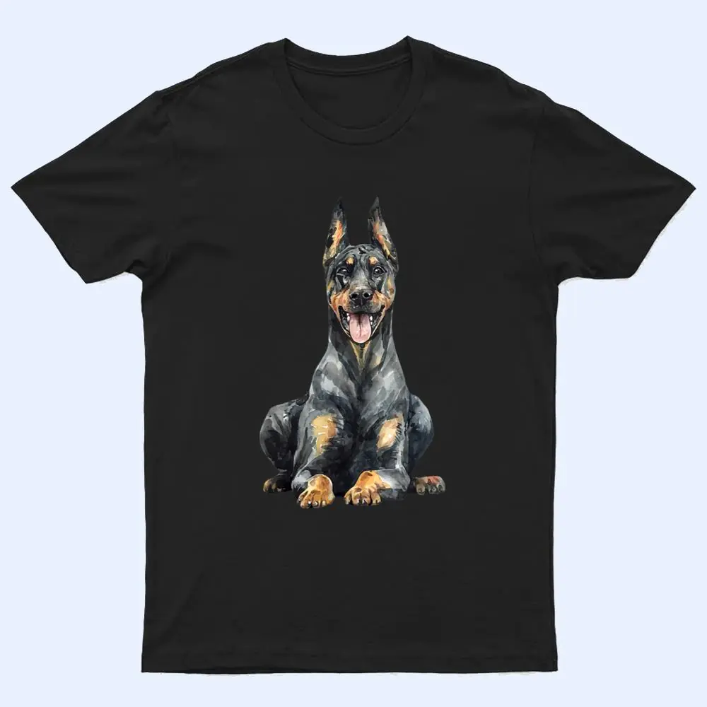 Watercolor Portrait Doberman Pinscher For Dog Owners Ver 2 T Shirt Watercolor Portrait Doberman Pinscher For Dog Owners Ver 2 T Shirt