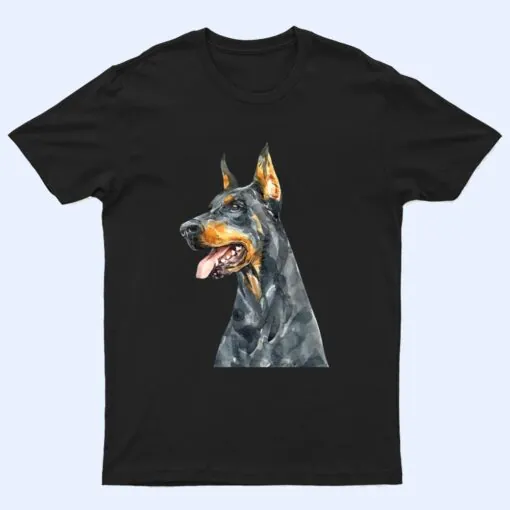 Watercolor Portrait Doberman Pinscher For Dog Owners Ver 4 T Shirt