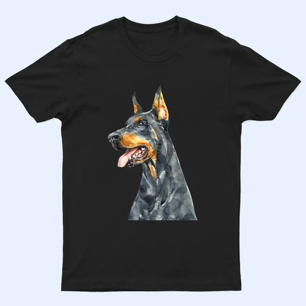 Watercolor Portrait Doberman Pinscher For Dog Owners Ver 4 T Shirt Watercolor Portrait Doberman Pinscher For Dog Owners Ver 4 T Shirt