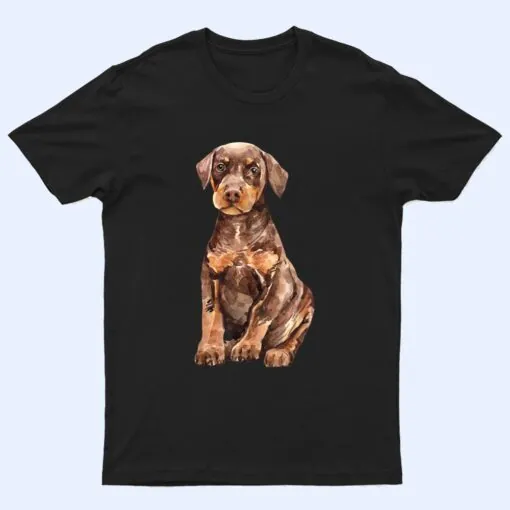 Watercolor Portrait Doberman Pinscher Puppy For Dog Owners Ver 1 T Shirt