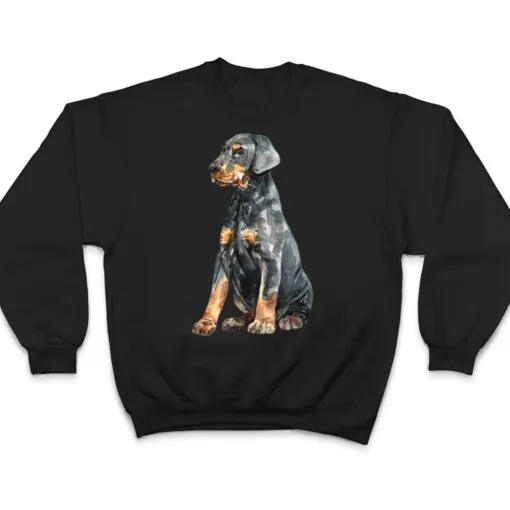 Watercolor Portrait Doberman Pinscher Puppy For Dog Owners Ver 2 T Shirt