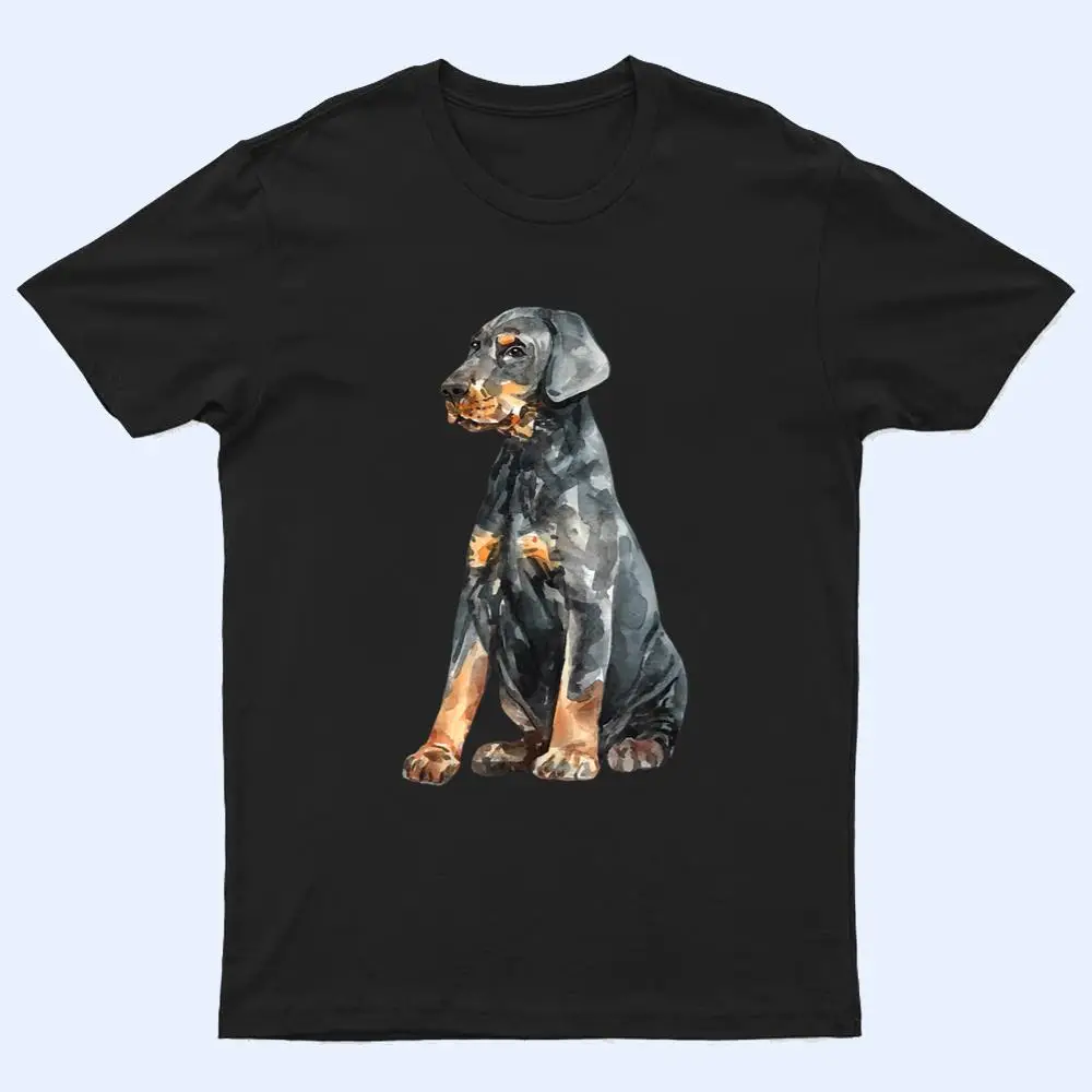 Watercolor Portrait Doberman Pinscher Puppy For Dog Owners Ver 2 T Shirt Watercolor Portrait Doberman Pinscher Puppy For Dog Owners Ver 2 T Shirt