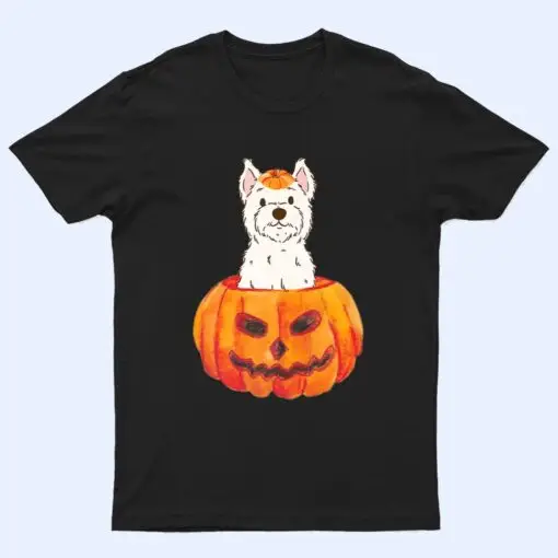 Westie Pumpkin West Highland White Terrier Dog Halloween T Shirt