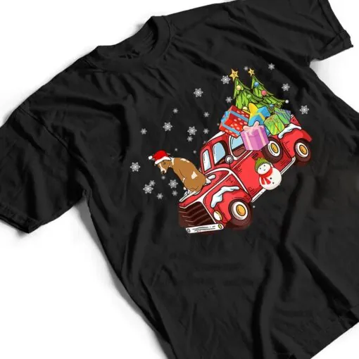 Whippet Riding Red Truck Merry Christmas Dog Lover Gifts T Shirt