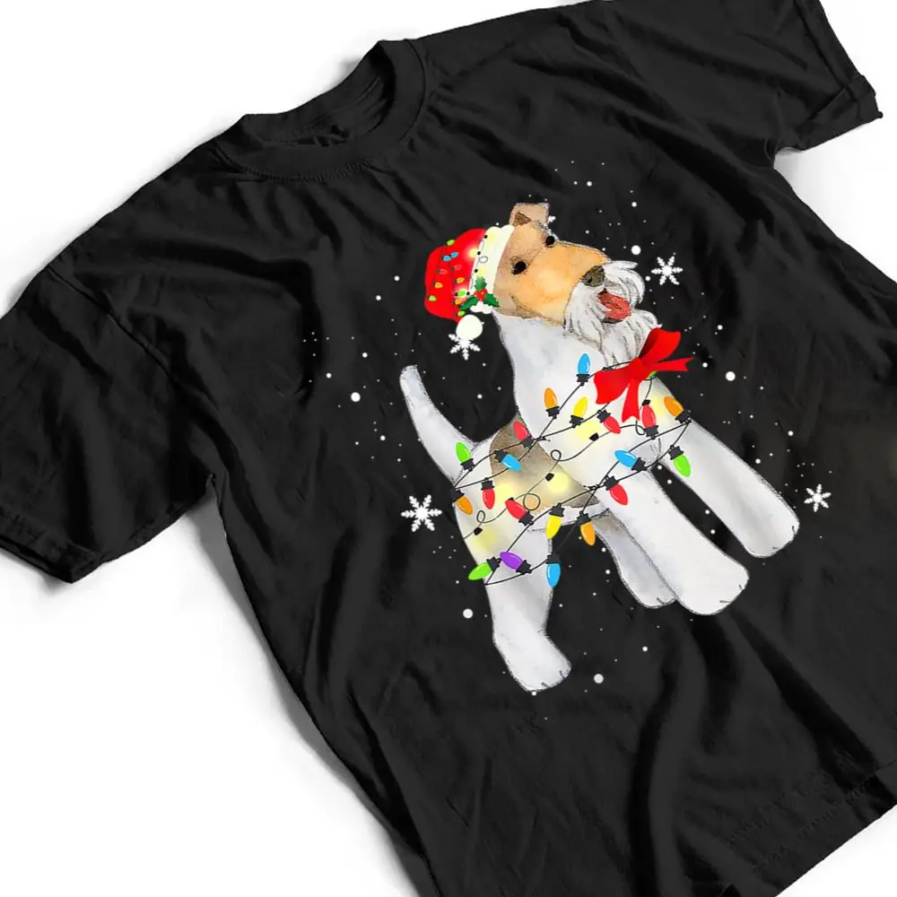 Wire-Hair-Fox-Terrier-Dog-Christmas-Light-Xmas-Mom-Dad-T-Shirt-2 Wire Hair Fox Terrier Dog Christmas Light Xmas Mom Dad T Shirt