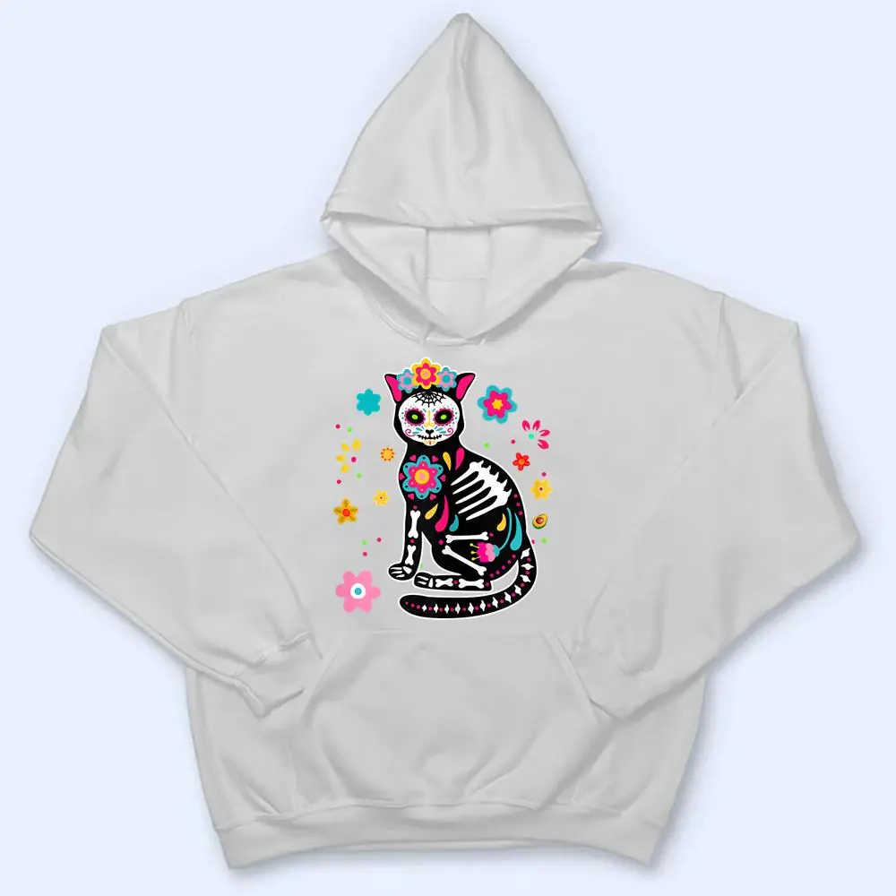 Womens-Black-Cat-Sugar-Skull-Dia-De-Los-Muertos-Mexican-Cinco-Mayo-T-Shirt-3 Womens Black Cat Sugar Skull Dia De Los Muertos Mexican Cinco Mayo T Shirt