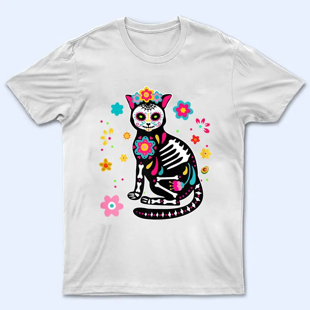 Womens Black Cat Sugar Skull Dia De Los Muertos Mexican Cinco Mayo T Shirt Womens Black Cat Sugar Skull Dia De Los Muertos Mexican Cinco Mayo T Shirt