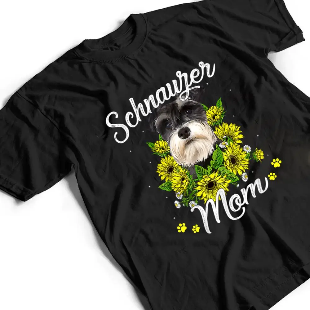 Womens-Dog-Mom-Mothers-Day-Sunflower-Schnauzer-Mom-T-Shirt-2 Womens Dog Mom Mother's Day Sunflower Schnauzer Mom T Shirt