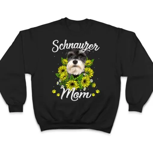 Womens Dog Mom Mother's Day Sunflower Schnauzer Mom T Shirt