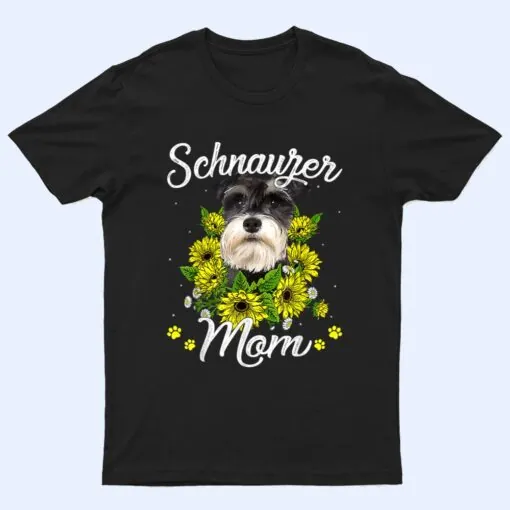Womens Dog Mom Mother's Day Sunflower Schnauzer Mom T Shirt