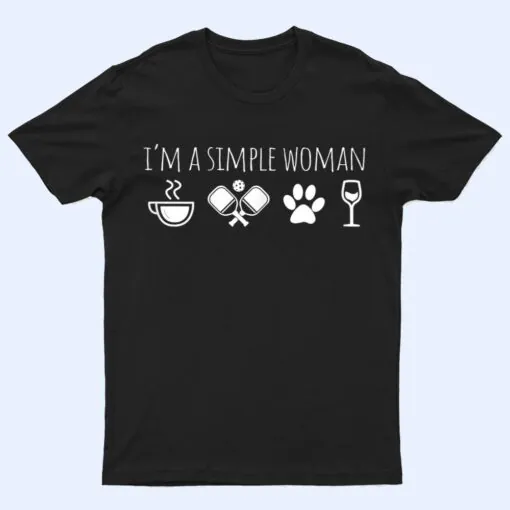 Womens Funny Coffee Pickleball Dog Wine Pickleball Player Paddle T Shirt