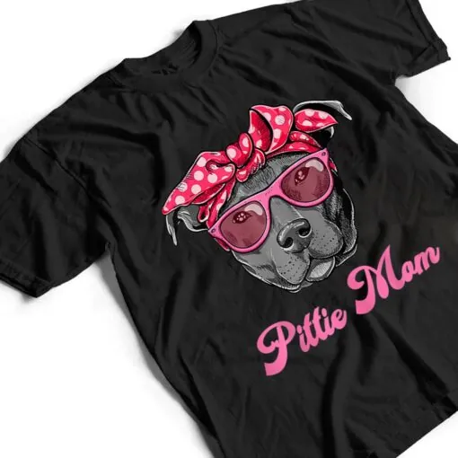 Womens Funny PITTIE MOM Women Cool Pitbull Dog Retro T Shirt