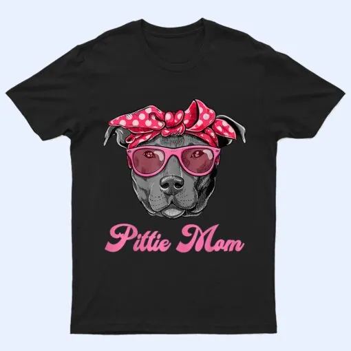 Womens Funny PITTIE MOM Women Cool Pitbull Dog Retro T Shirt