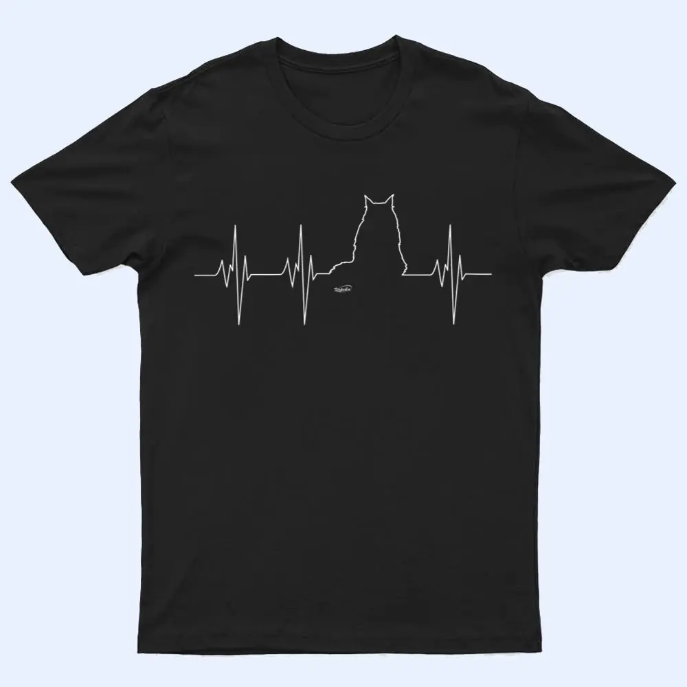 Womens Maine Coon Cat Heartbeat T Shirt Womens Maine Coon Cat Heartbeat T Shirt