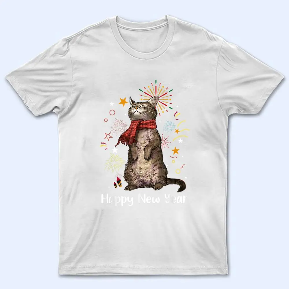 Womens Meowy New Year Cat Happy Kitten New Year Cute T Shirt Womens Meowy New Year Cat Happy Kitten New Year Cute T Shirt