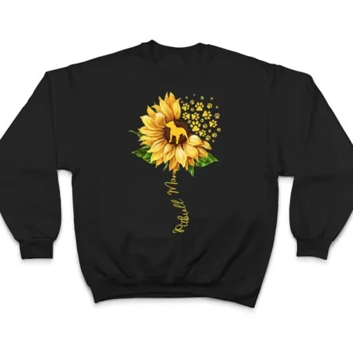 Womens Sunflower Pitbull Mom Dog Lover Mother's Day Dog T Shirt