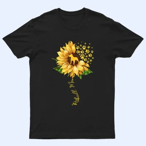 Womens Sunflower Pitbull Mom Dog Lover Mother's Day Dog T Shirt