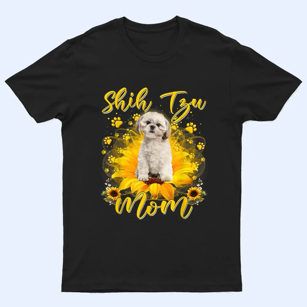 Womens Sunflower Shih Tzu Mom Dog Lover Mother's Day T Shirt Womens Sunflower Shih Tzu Mom Dog Lover Mother's Day T Shirt
