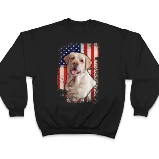 Yellow Labrador Labs Patriotic American Flag Dog 4th of July T Shirt