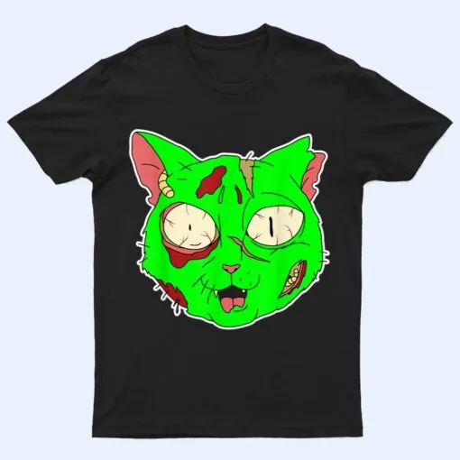 Zombie Cat Lazy Halloween Costume Scary Creepy Spooky Animal T Shirt