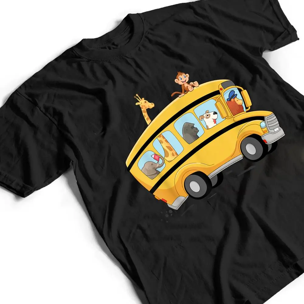 lionDog-and-Monkey-in-a-School-Bus-Funny-T-Shirt-2 lion,Dog and Monkey in a School Bus Funny T Shirt