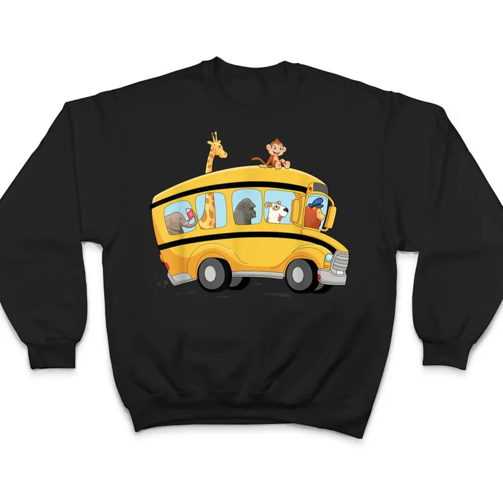 lionDog-and-Monkey-in-a-School-Bus-Funny-T-Shirt-4 lion,Dog and Monkey in a School Bus Funny T Shirt