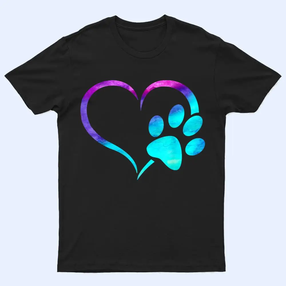 purple Cyan turquoise Dog Paw Print heart For Dogs Lover T Shirt purple Cyan turquoise Dog Paw Print heart For Dogs Lover T Shirt