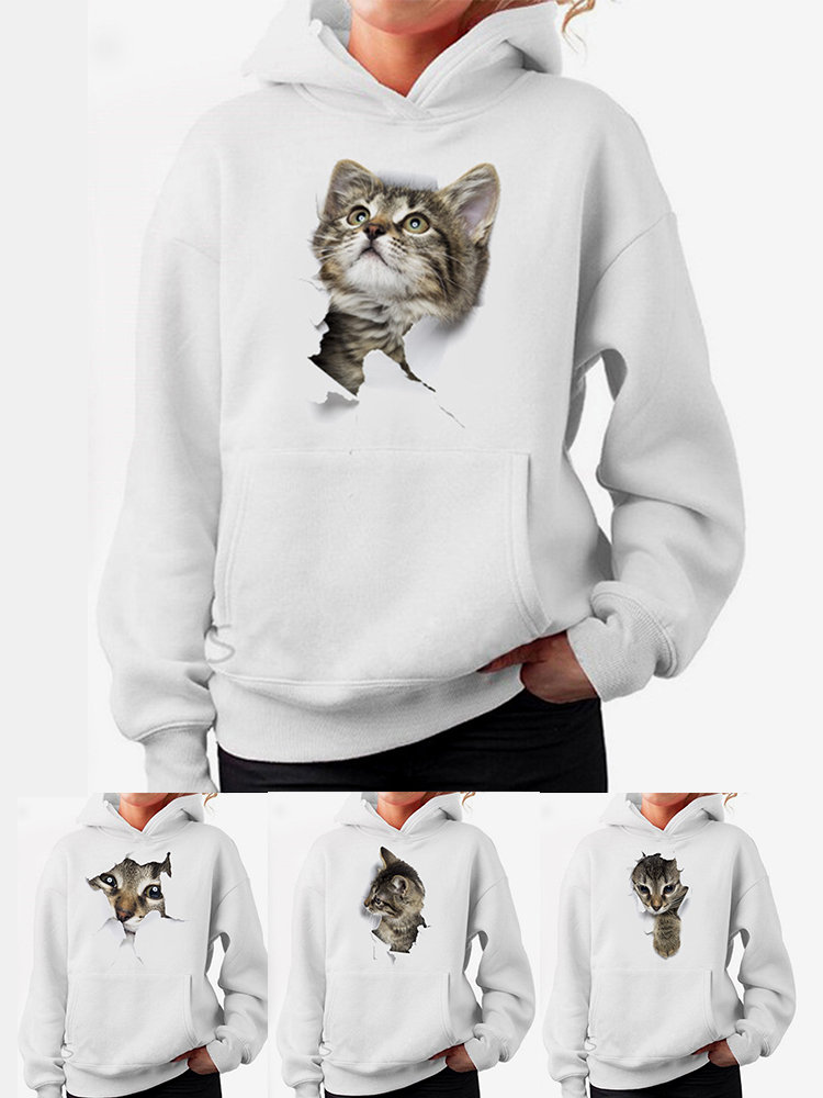 Cat Printed Hoodie