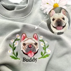 Custom Dog Face Embroidered Sweatshirt, Cat Sweatshirt, Personalized Gift For Mom, Perdog sweatshirt, Mummy Dog's Gift