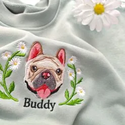 Custom Dog Face Embroidered Sweatshirt, Cat Sweatshirt, Personalized Gift For Mom, Perdog sweatshirt, Mummy Dog's Gift