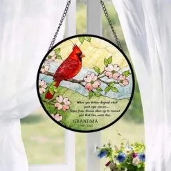 Memorial Cardinal Suncatcher, Custom Stained Glass Window Hanging, Grandma Loss Sympathy Gift, Cardinal Sign from Heaven, Remembrance Gift Memorial Cardinal Suncatcher, Custom Stained Glass Window Hanging, Grandma Loss Sympathy Gift, Cardinal Sign from Heaven, Remembrance Gift