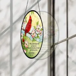 Memorial Cardinal Suncatcher, Custom Stained Glass Window Hanging, Grandma Loss Sympathy Gift, Cardinal Sign from Heaven, Remembrance Gift Memorial Cardinal Suncatcher, Custom Stained Glass Window Hanging, Grandma Loss Sympathy Gift, Cardinal Sign from Heaven, Remembrance Gift