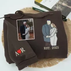 Personalized Embroidered Portrait Sweatshirt | Custom Photo Hoodie | Couple Sweatshirt | Memorial Hoodies with Pictures | Valentine's Gift
