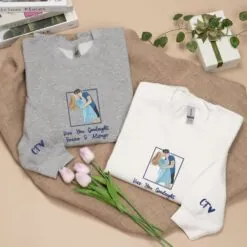 Personalized Embroidered Portrait Sweatshirt | Custom Photo Hoodie | Couple Sweatshirt | Memorial Hoodies with Pictures | Valentine's Gift