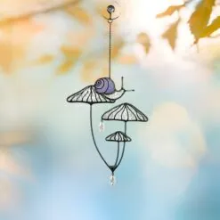 Mushrooms with Snail Stained Glass Window Hangings. Pink Suncatcher Mushrooms for Home Decoration. Perfect Gift for Friends or Coworkers. Mushrooms with Snail Stained Glass Window Hangings. Pink Suncatcher Mushrooms for Home Decoration. Perfect Gift for Friends or Coworkers.