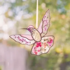 Hummingbird Stained Glass Window Hangings Mothers Day Gift Pressed Flower Art Custom Stained Glass Hummingbird Suncatcher Gifts For Mom Hummingbird Stained Glass Window Hangings Mothers Day Gift Pressed Flower Art Custom Stained Glass Hummingbird Suncatcher Gifts For Mom